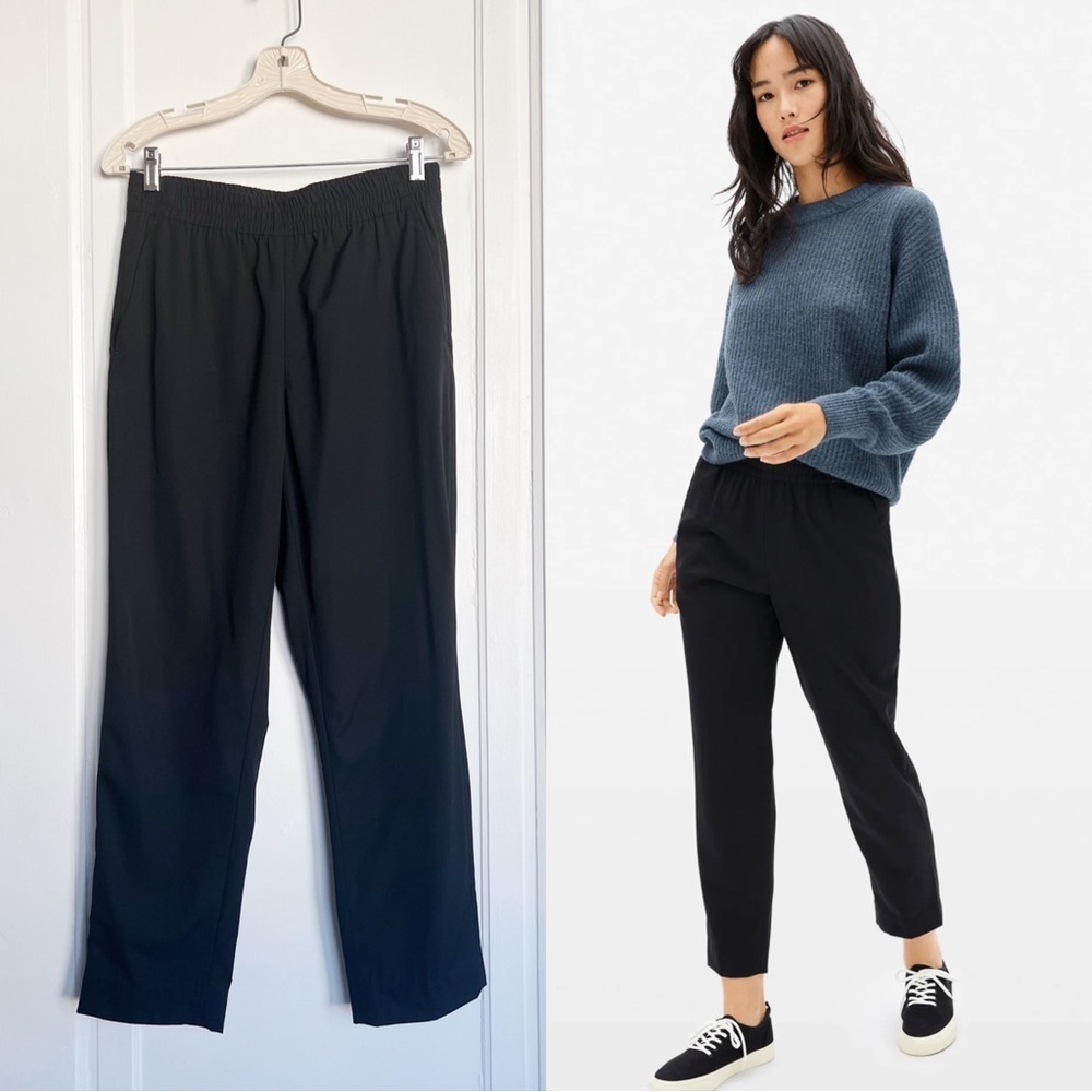 Everlane • The Italian GoWeave Easy Pant black 100% wool ankle cropped pull-on